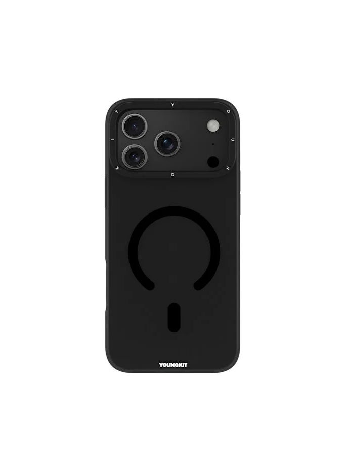 YOUNG KIT Youngkit Hidden Sand Series Magnetic Matte Texture For iPhone 17 Pro Max - Transparent Black - Image 1